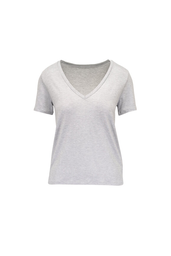 Majestic Soft Touch Metallic Relaxed V-Neck T-Shirt