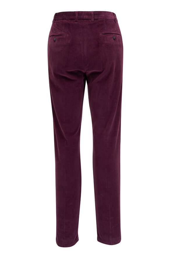 Canali - Burgundy Corduroy Flat Front Pant