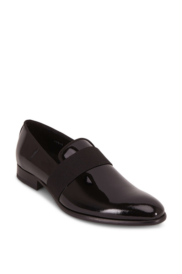 To Boot New York Perry Black Patent Leather & Grosgrain Loafer 