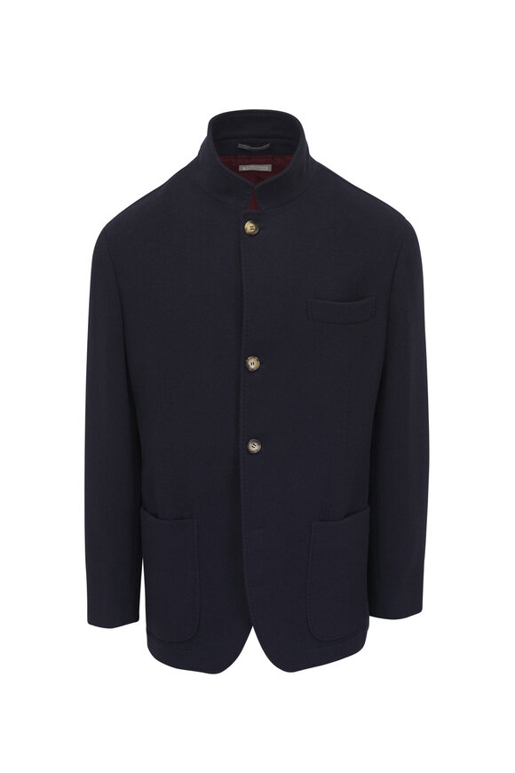 Brunello Cucinelli Navy Blue Cashmere Coat