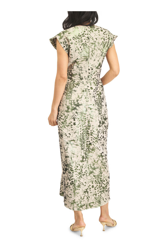 Zero + Maria Cornejo Omi Green Spot Metallic Jacquard Wrap Dress - view 4