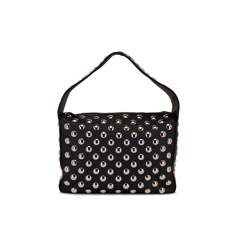 KHAITE 54764131200 関税送料込 Khaite - Elena Black Leather & Silver Studded Box Bag