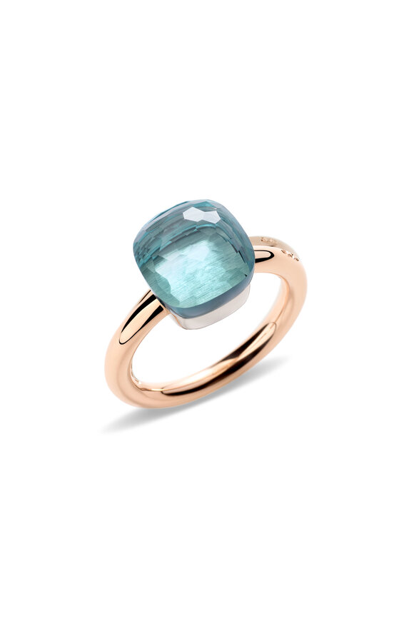 Pomellato 18k Rose Gold Nudo Blue Topaz Classic Ring