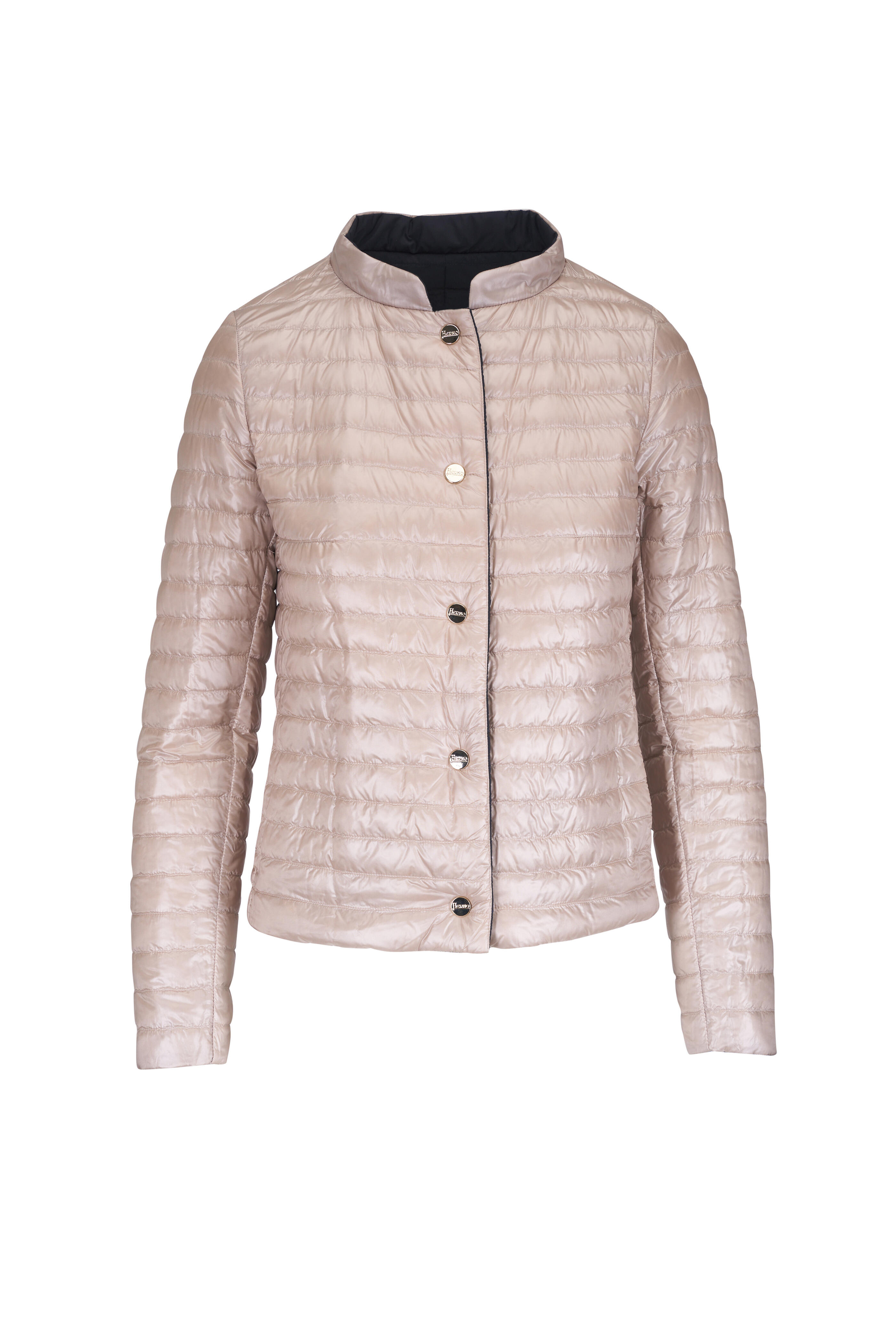 Herno - Matte & Shiny Navy Reversible Short Quilted Jacket