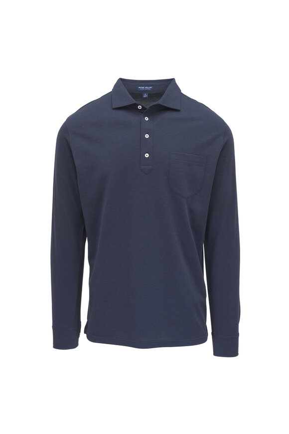 Peter Millar Crown Crafted Navy Long Sleeve Polo