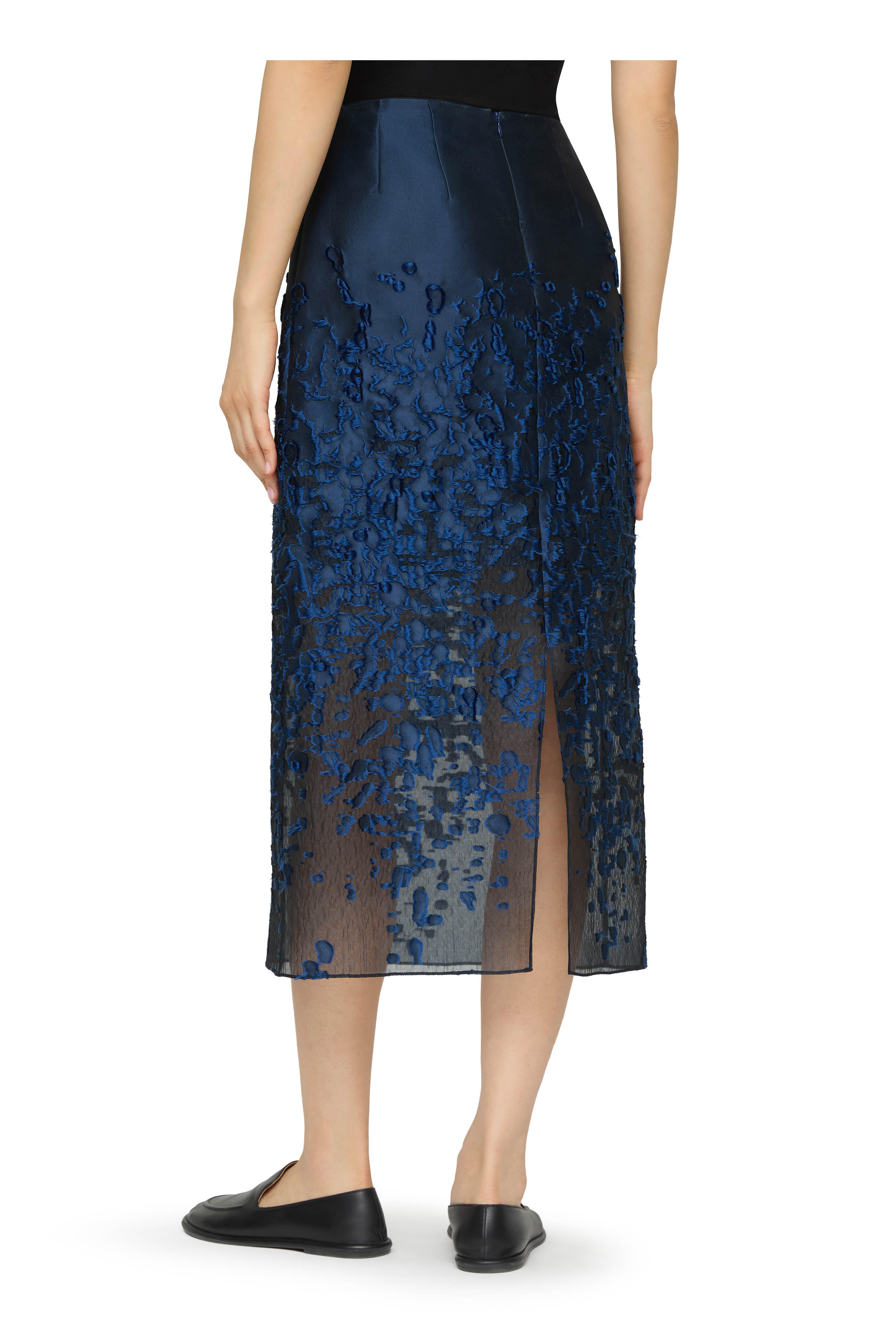 Lafayette 148 New York - Lido Blue Speckled Glaze Dégradé Fil Coupé Skirt