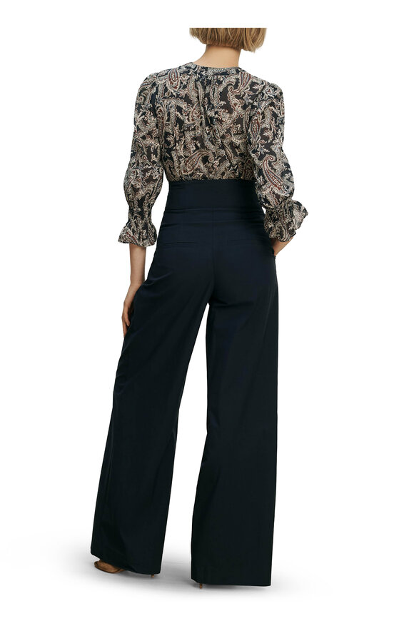 Veronica Beard Ashlynn Navy Multi Floral Cotton Blouse - view 3