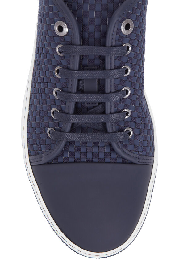 Lanvin - Navy Blue Woven Cap-Toe Sneaker 