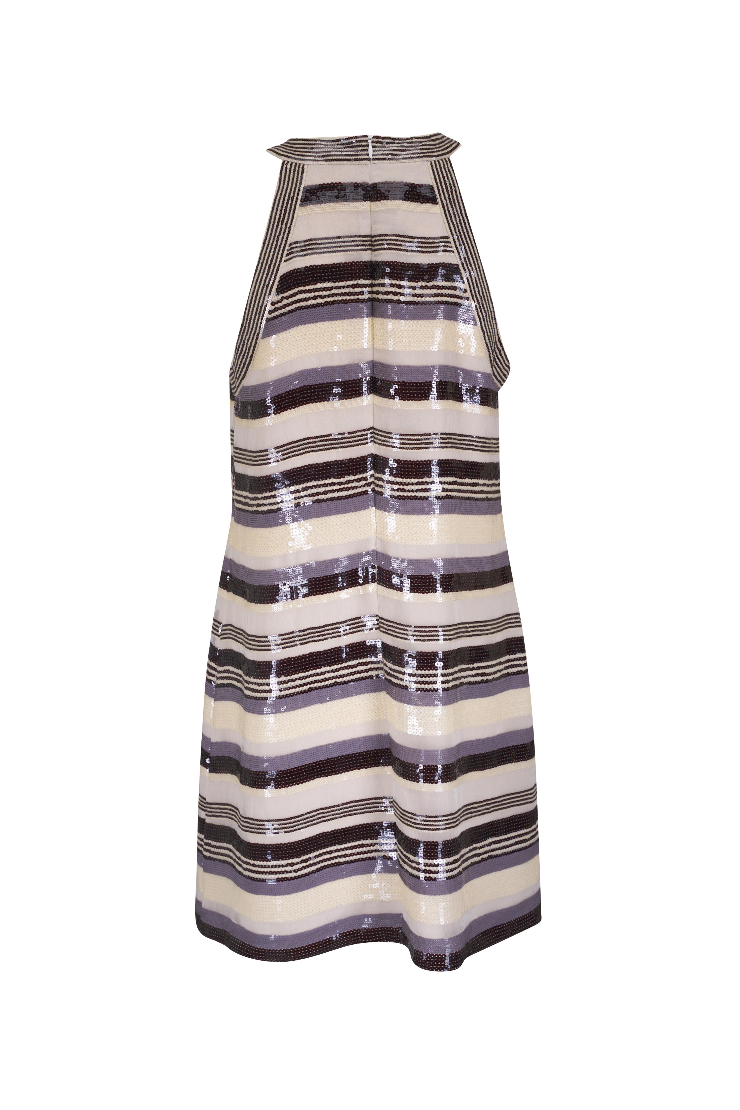 Brunello Cucinelli - Natural Pailette Stripe Mini Dress