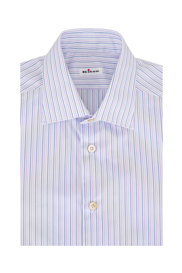 Kiton Pink Stripe Cotton Dress Shirt