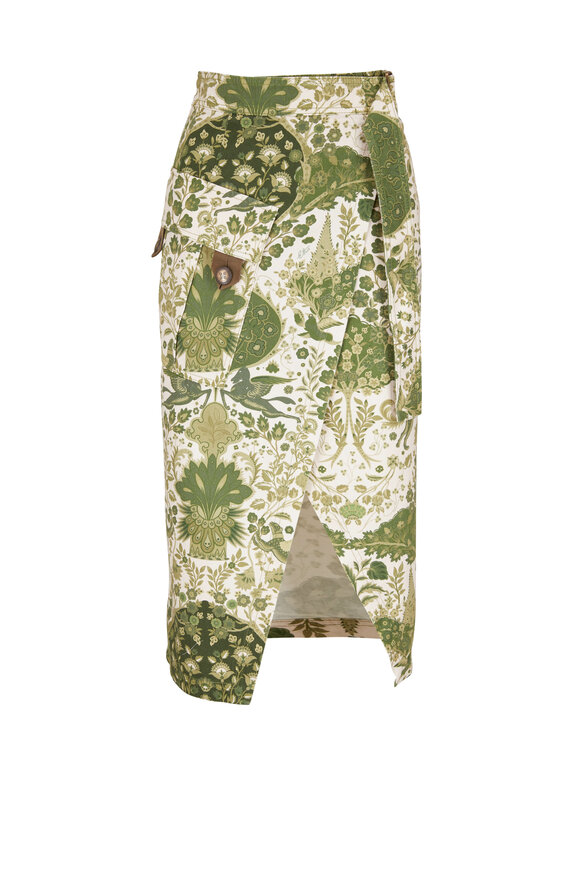 Etro - Artemis Green Print Cotton Wrap Skirt 