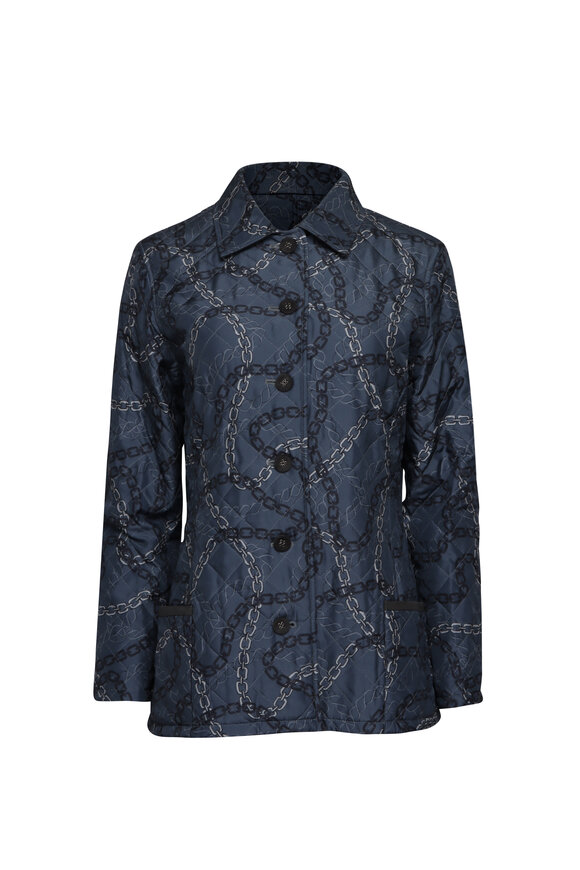 Rani Arabella Blue Chain Print Quilted Jacket