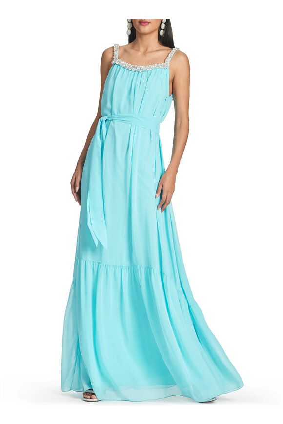 green emerald velvet dress Sachin & Babi Brooke Printed Gown main image 0