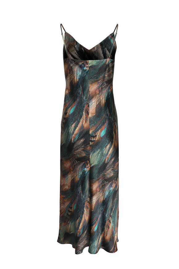 seridie silk slip dress L'Agence Seridie Silk Slip Dress Neutral/Blue Ditsy Paisley blueandcream