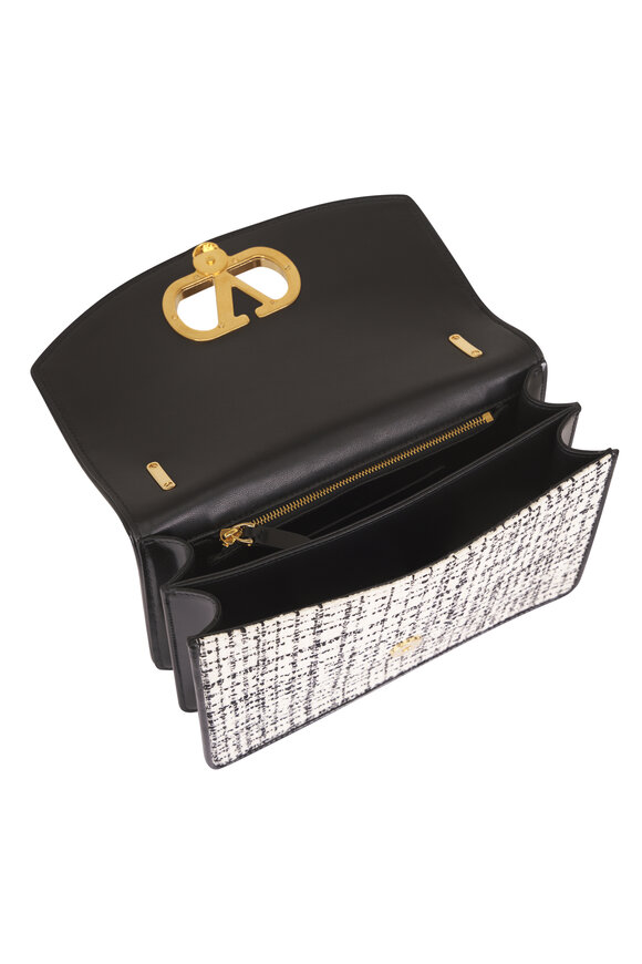 Valentino Garavani Vain White & Black Tweed Shoulder Bag - view 5