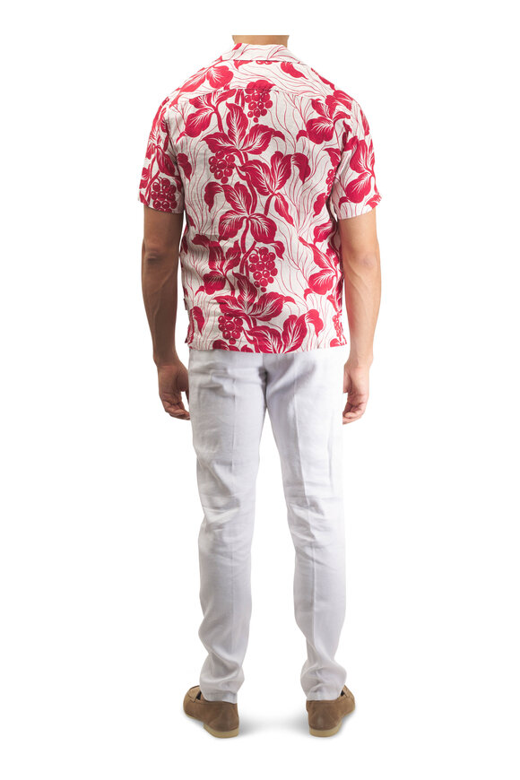 Orlebar Brown Matian Summer Red Petralis Print Button Up Shirt - view 4