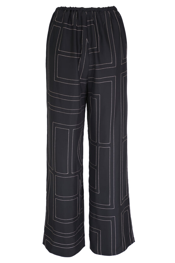 Totême - Black Monogram Silk PJ Pant