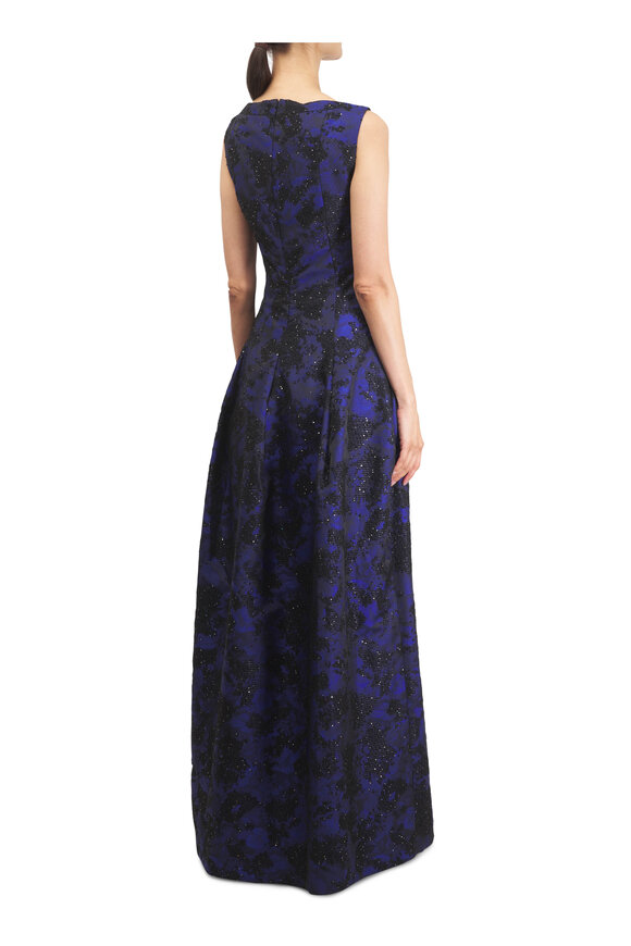 Talbot Runhof Enzian Blue Sequin Jacquard Gown - view 3