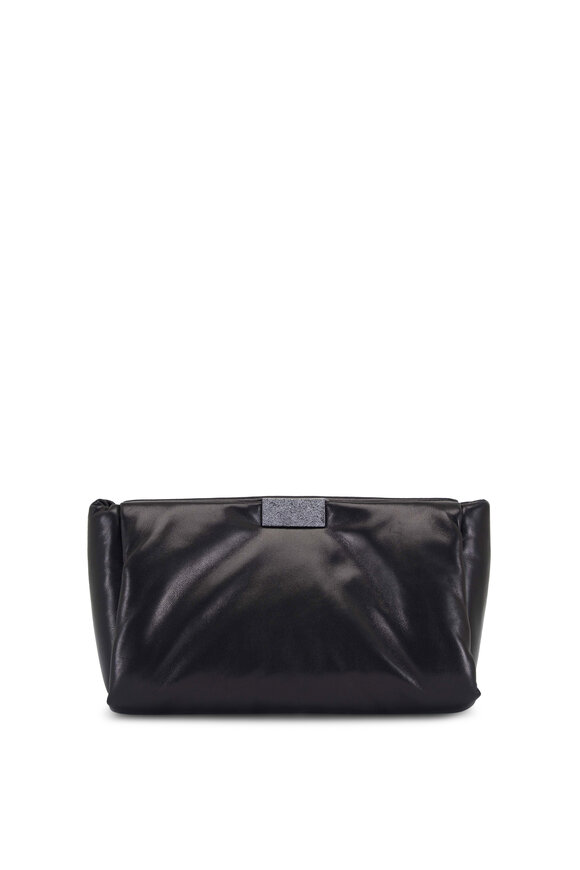 Brunello Cucinelli Black Leather Padded Clutch 