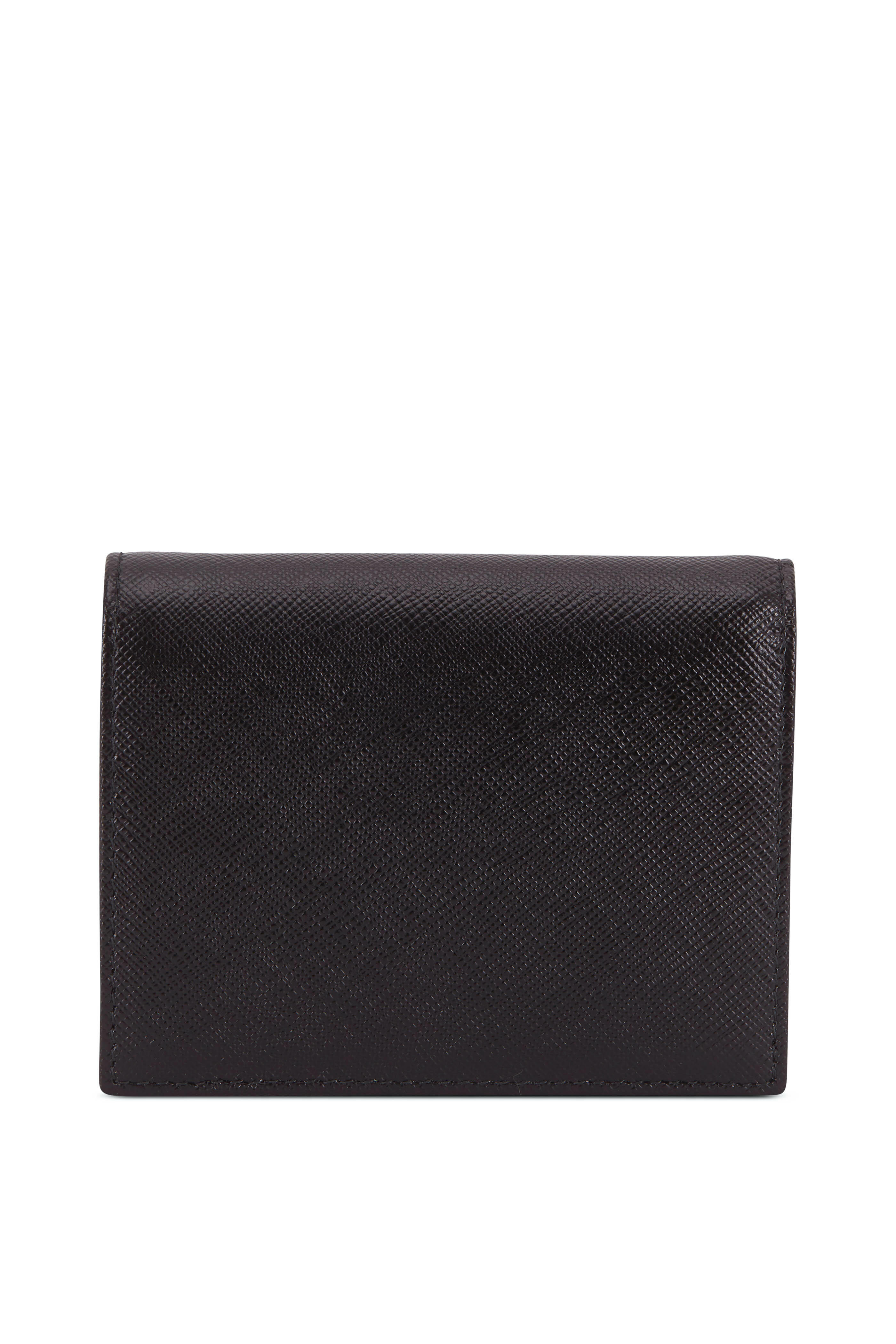 Prada - Black Saffiano Leather Fold Over Wallet