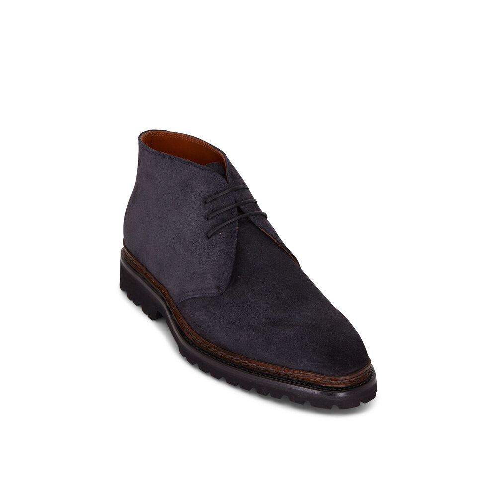 Bontoni - Desert Soft Black Suede Lug Sole Boot | Mitchell Stores