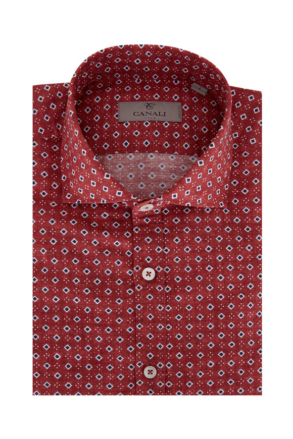 Canali - Red Diamond Linen Blend Sport Shirt