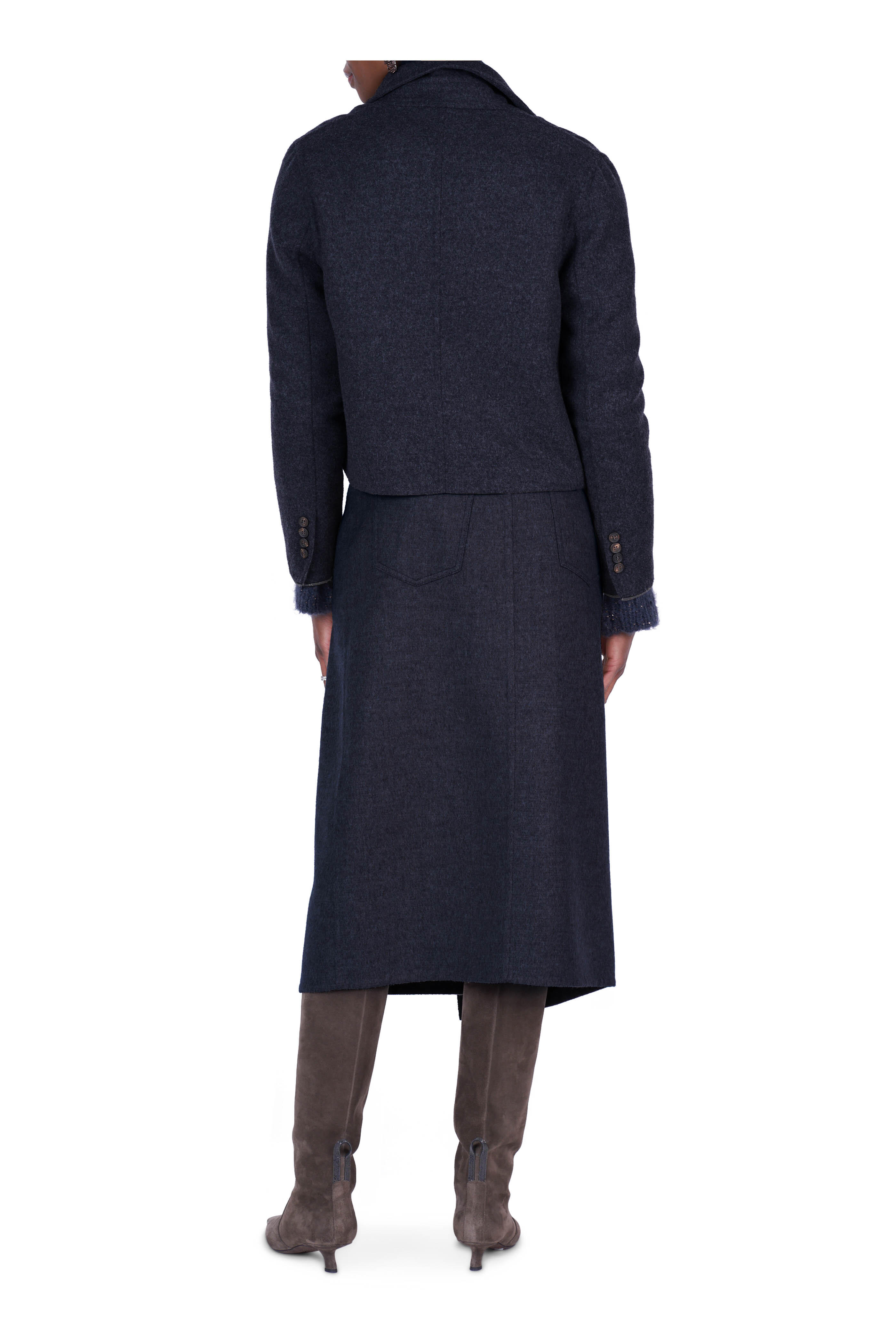 Brunello Cucinelli - Midnight Blue Open Weave Mock Neck Sweater