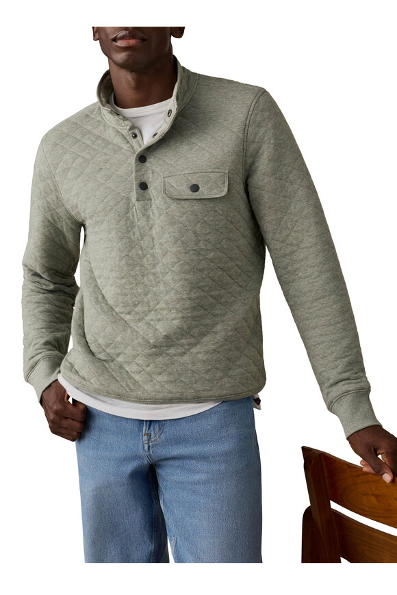 Faherty Brand Olive Green Quilted Fleece Pullover - view 2