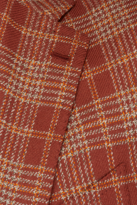 Cesare Attolini Rust Cashmere Plaid Sportcoat - view 3