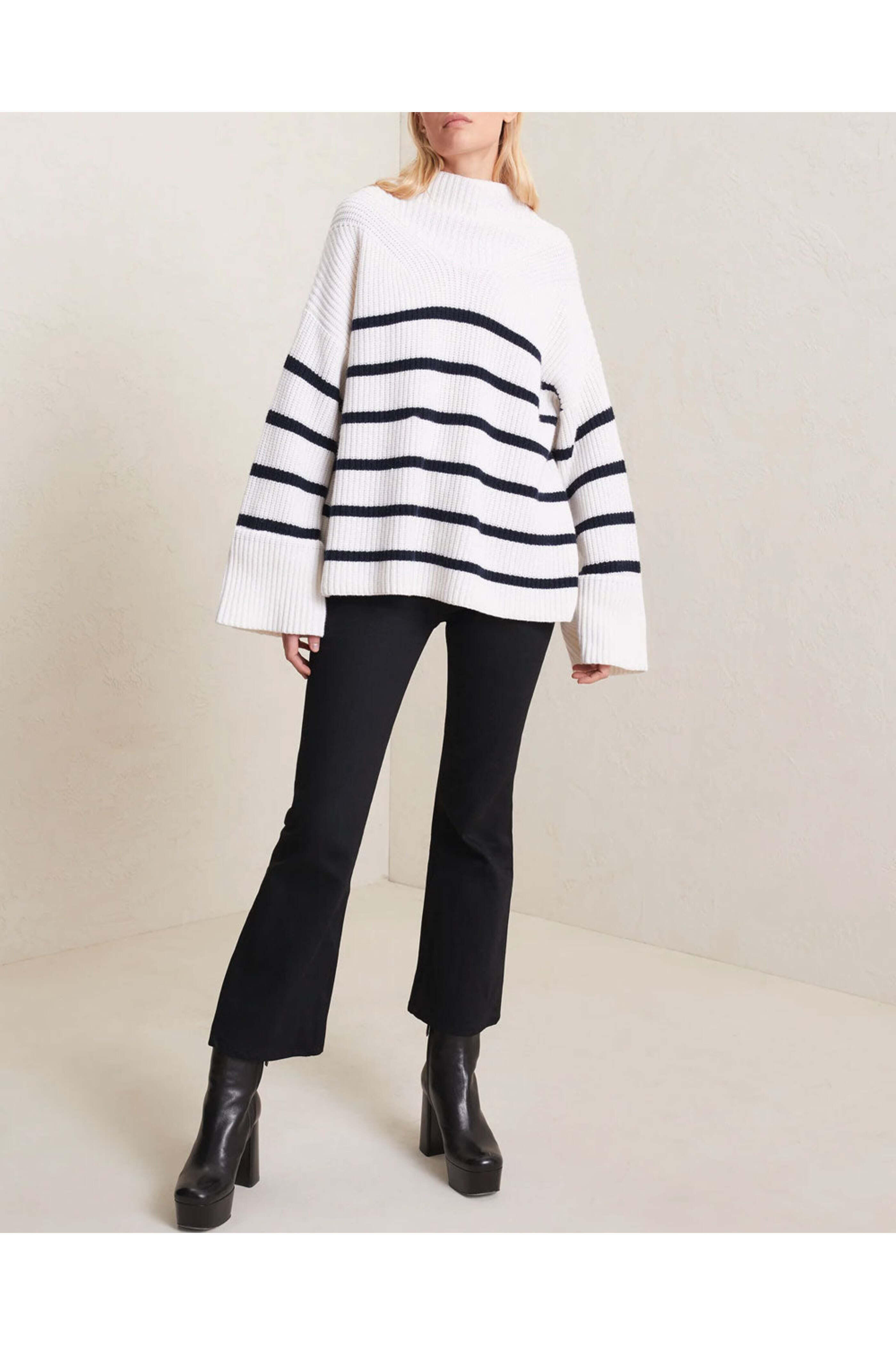 A.L.C. - Off White Navy Louise Wool Sweater