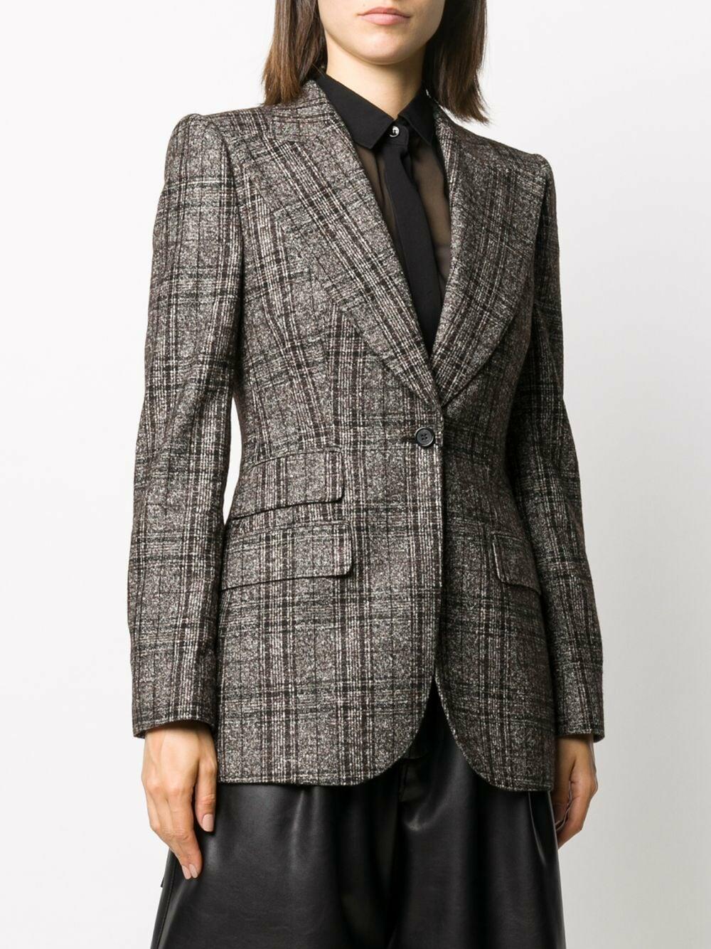 Dolce & Gabbana - Brown Tartan Alpaca Blend Blazer