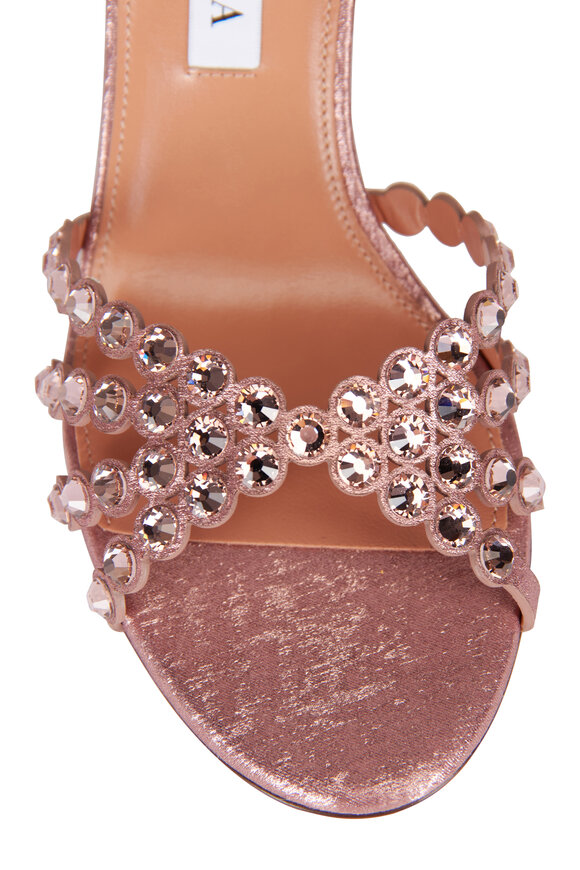 Aquazzura Satin Glow Dusty Rose Mule, 75mm - view 4