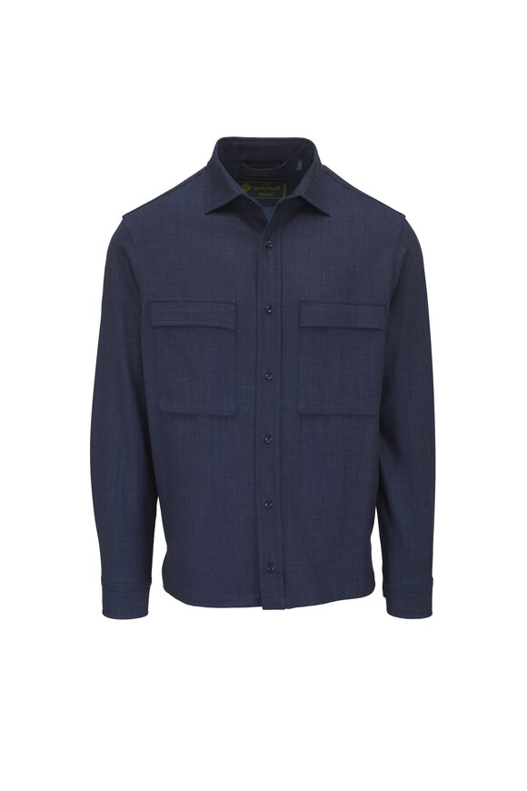 Paul & Shark Jersely® Navy Wool, Silk & Linen Overshirt