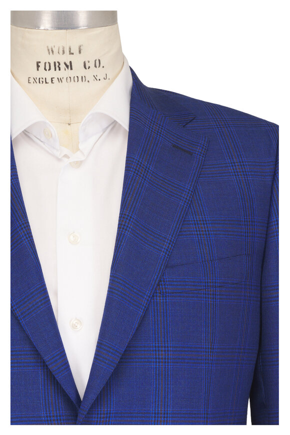 Brioni Royal Blue Prince of Wales Wool Sportcoat - view 1