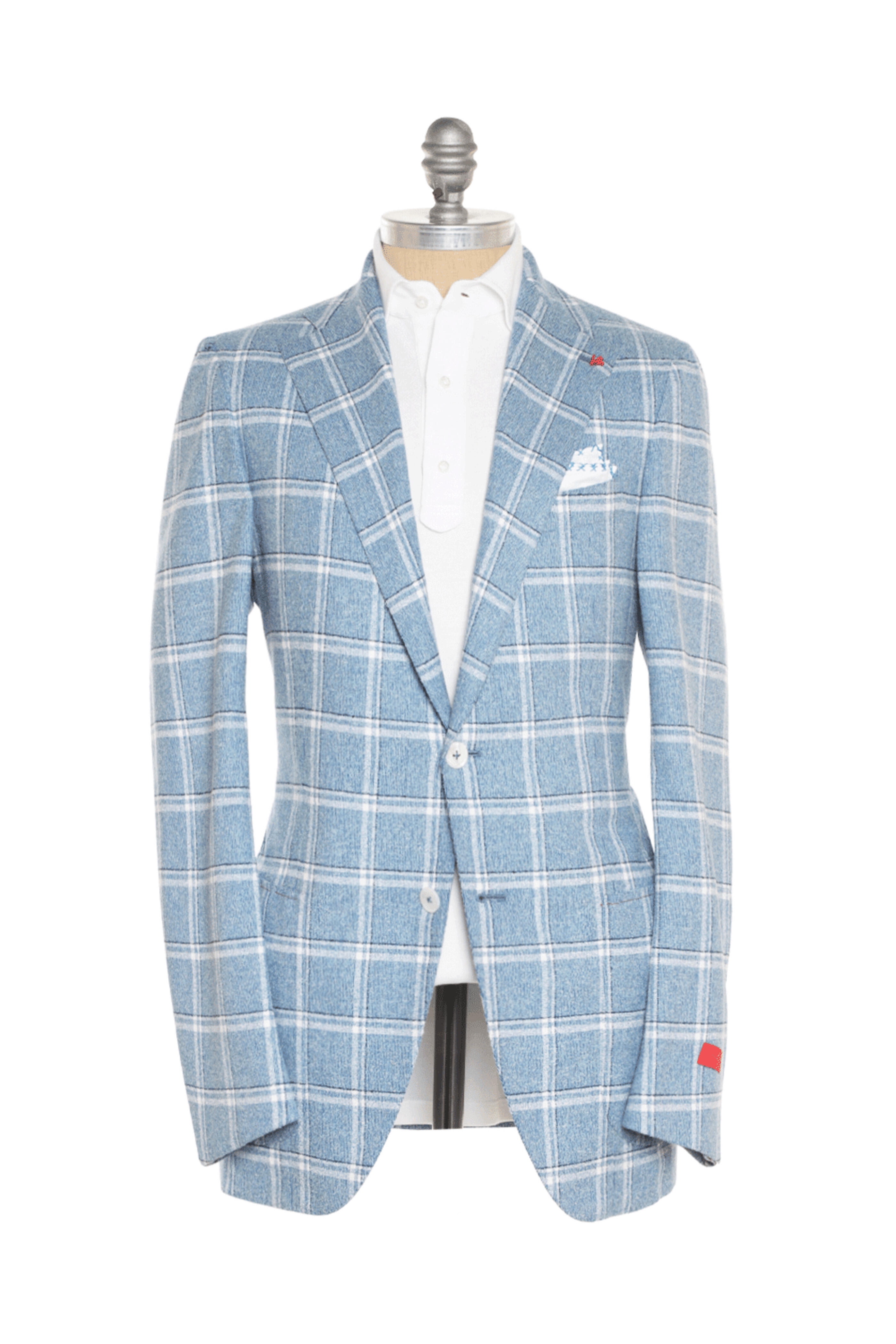Isaia - Blue and White Textured Windowpane Sportcoat