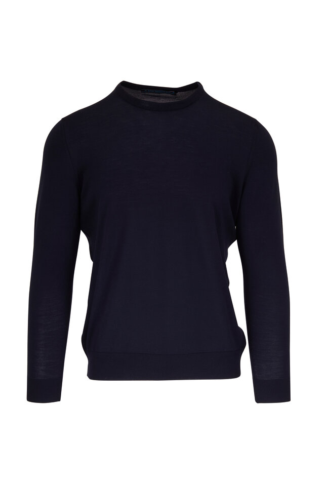 Brunello Cucinelli - Navy Blue Wool & Cashmere Quarter Zip Pullover