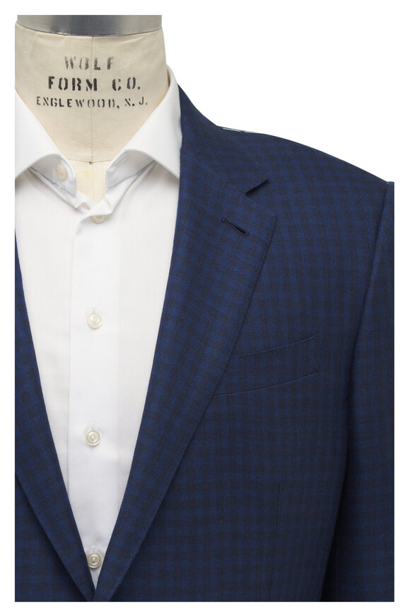 Zegna - Blue Check Cashmere & Silk Sportcoat