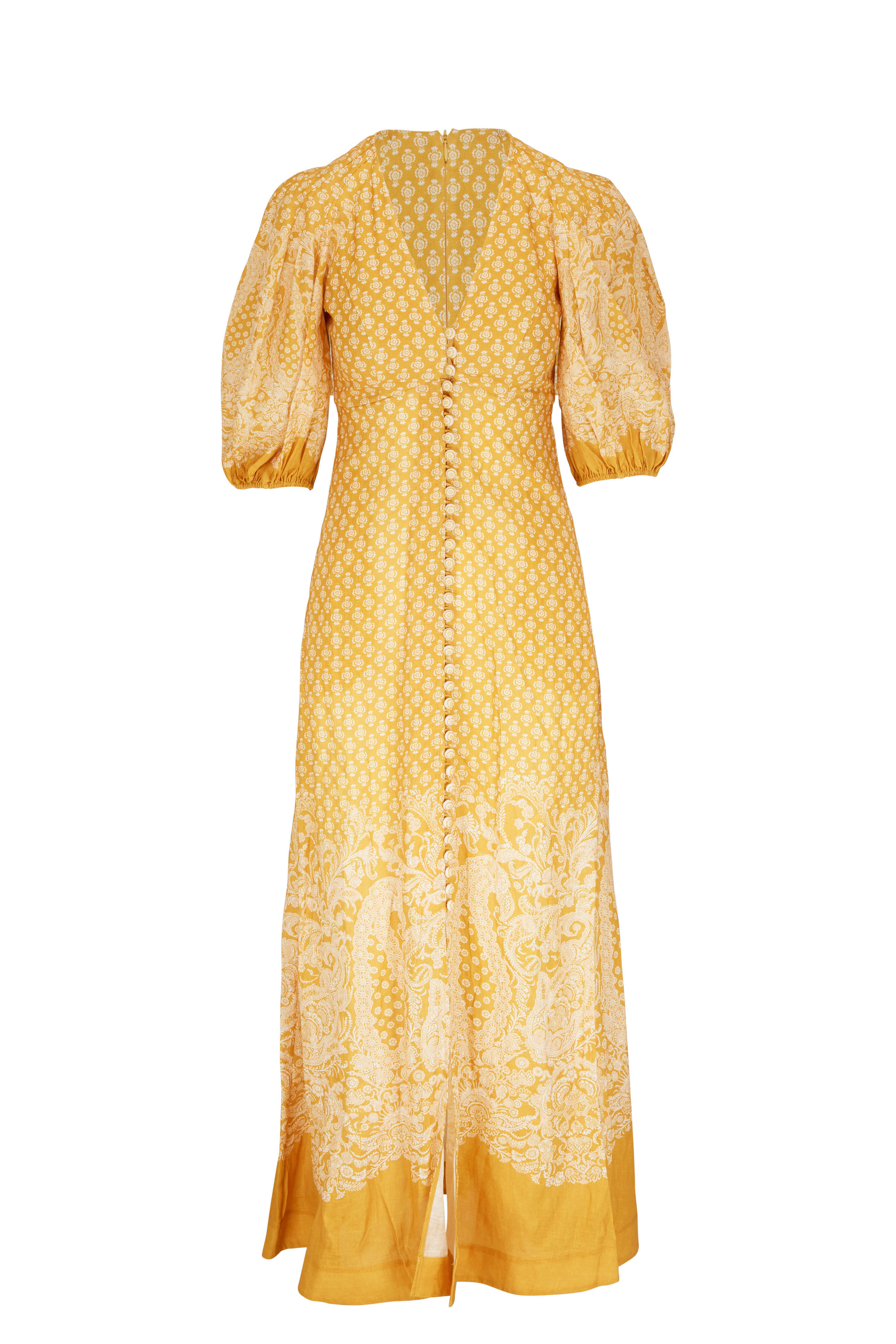 Zimmermann - Jude Mustard Paisley Print Midi Dress