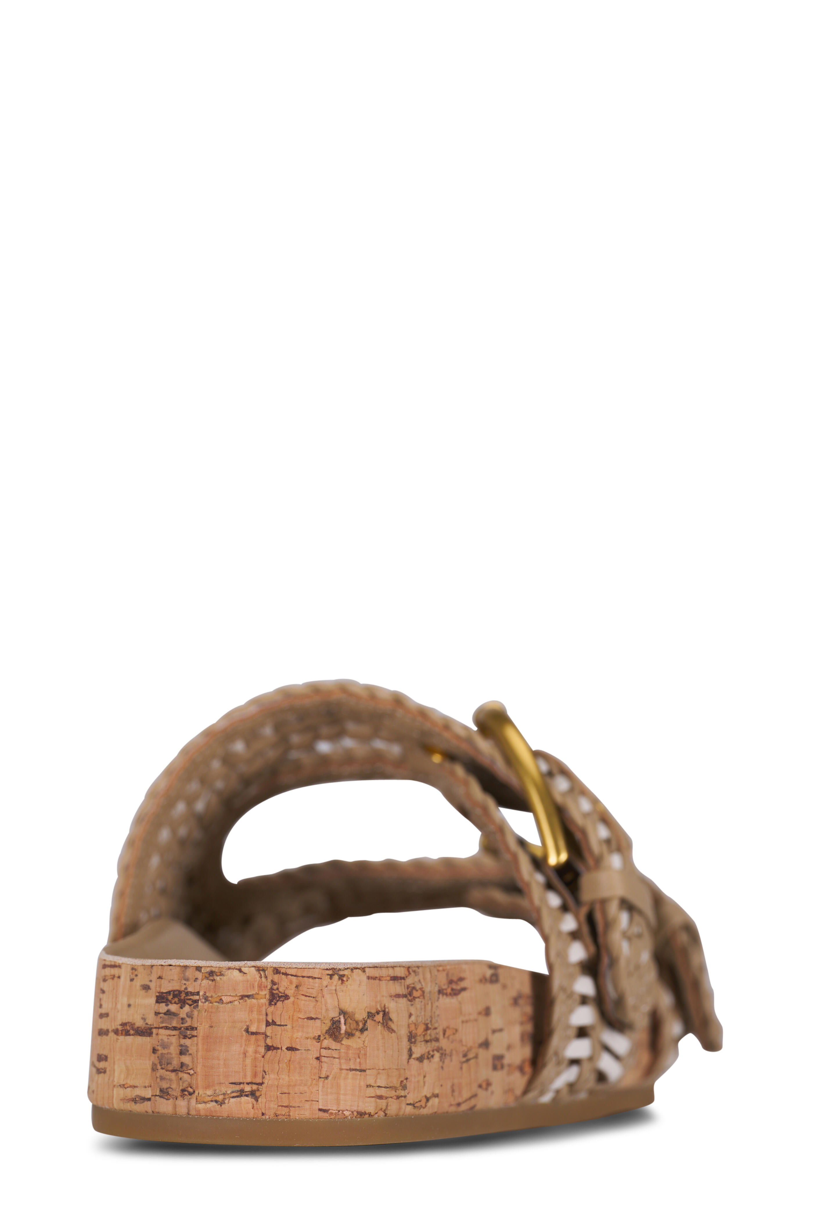Veronica Beard - Prue Sand Woven Leather Double Buckle Sandal