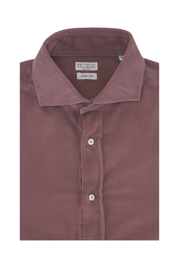 Brunello Cucinelli Light Red Cotton Corduroy Sport Shirt