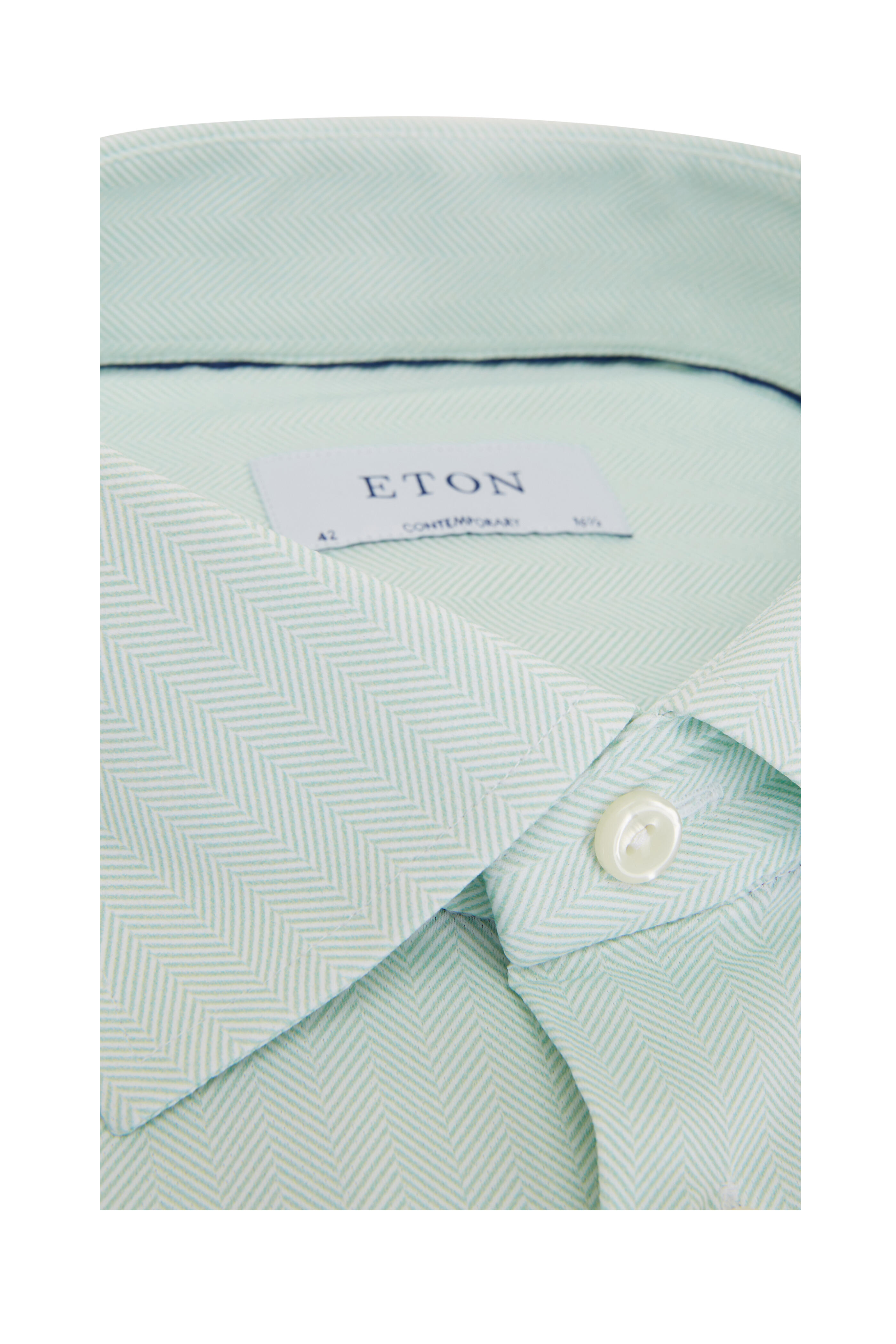 Eton Green Herringbone Dress Shirt Mitchell Stores