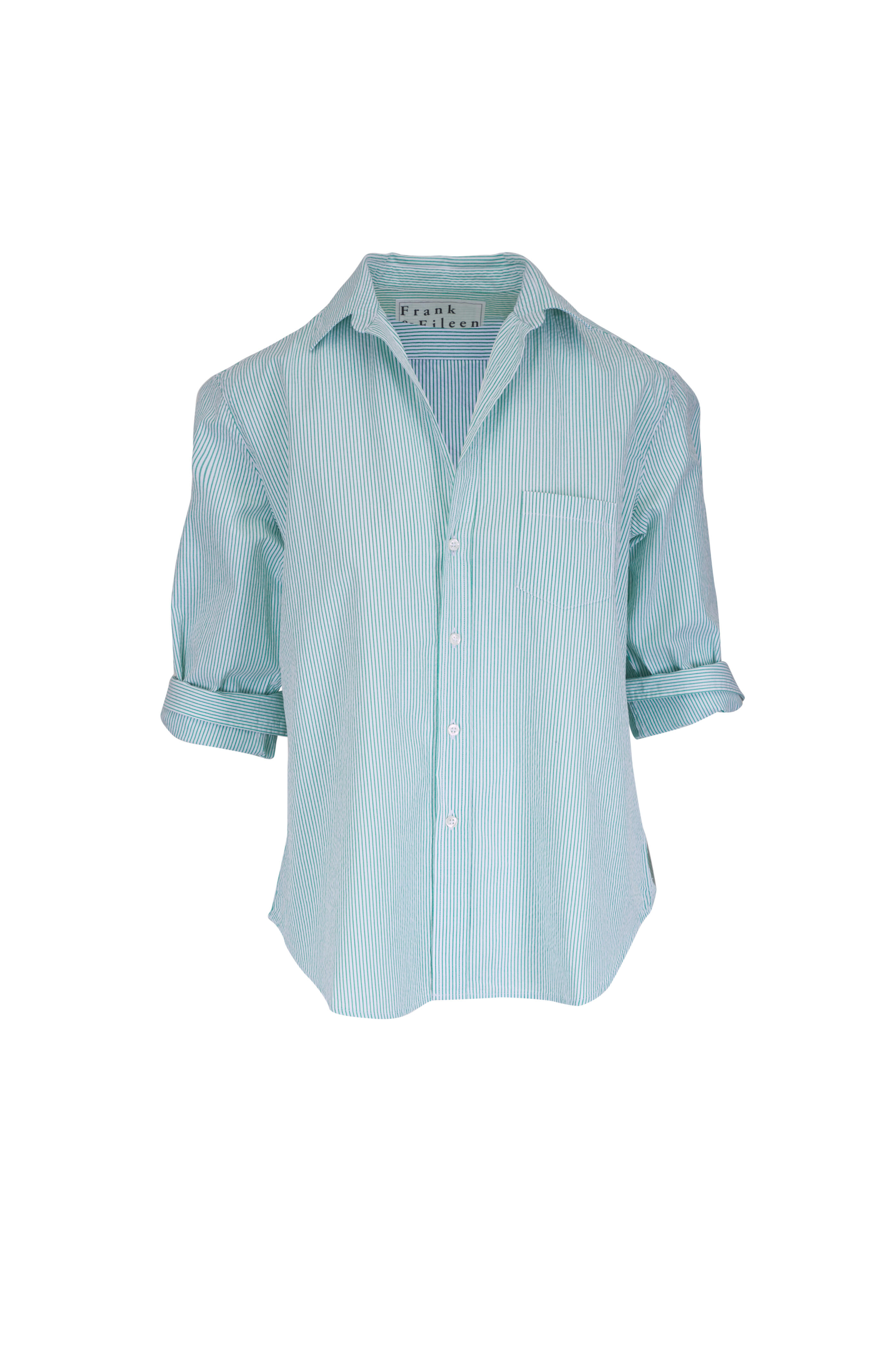Frank & Eileen - Eileen Green Stripe Button Up Blouse