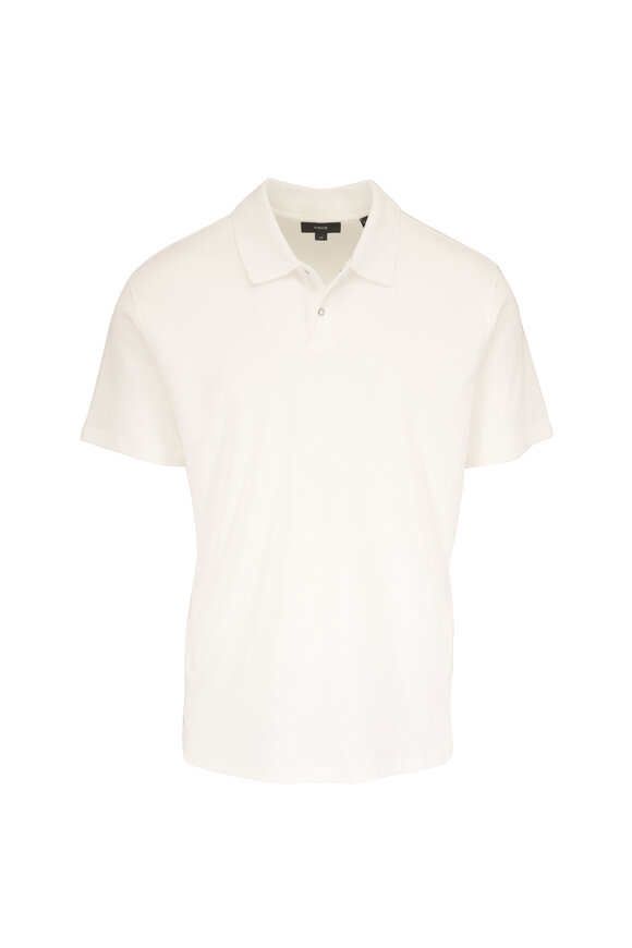 Vince Off White Mesh Knit Snap Polo - view 1
