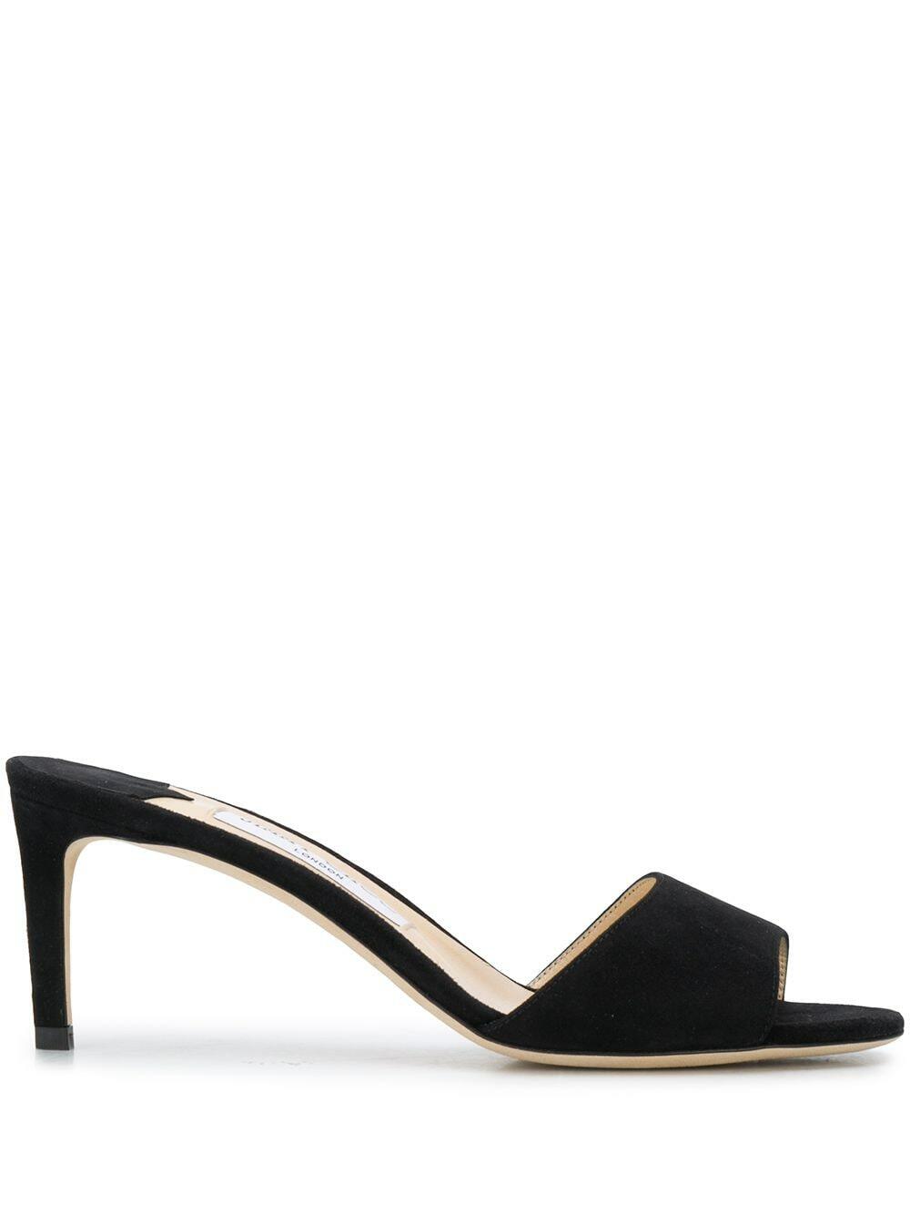 Jimmy Choo - Stacey Black Suede Open Toe Sandal Mule, 65mm