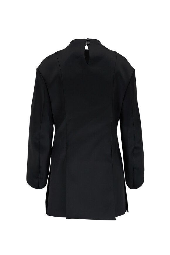 Khaite - Mahni Black Crepe Satin Funnel Neck Tunic 