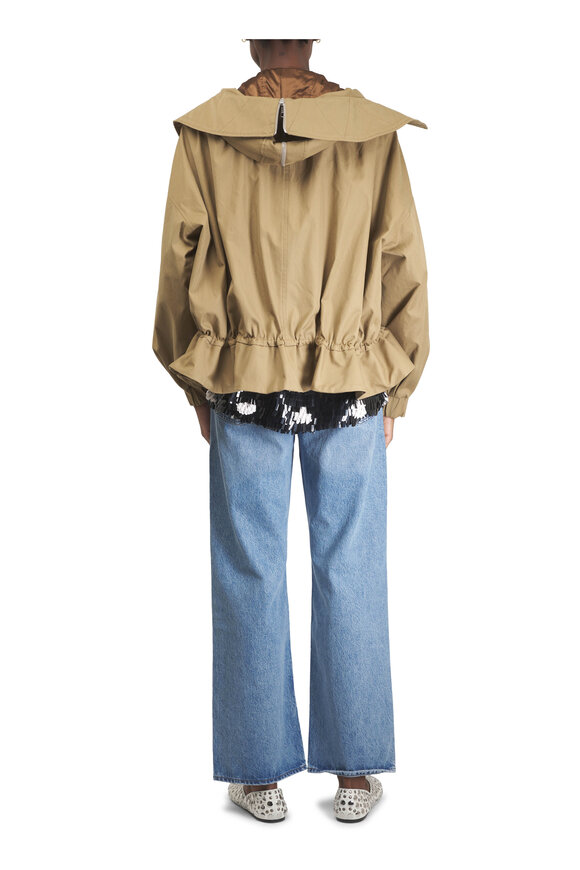 Dries Van Noten Khaki Gathered Cotton-Twill Hooded Jacket - view 4