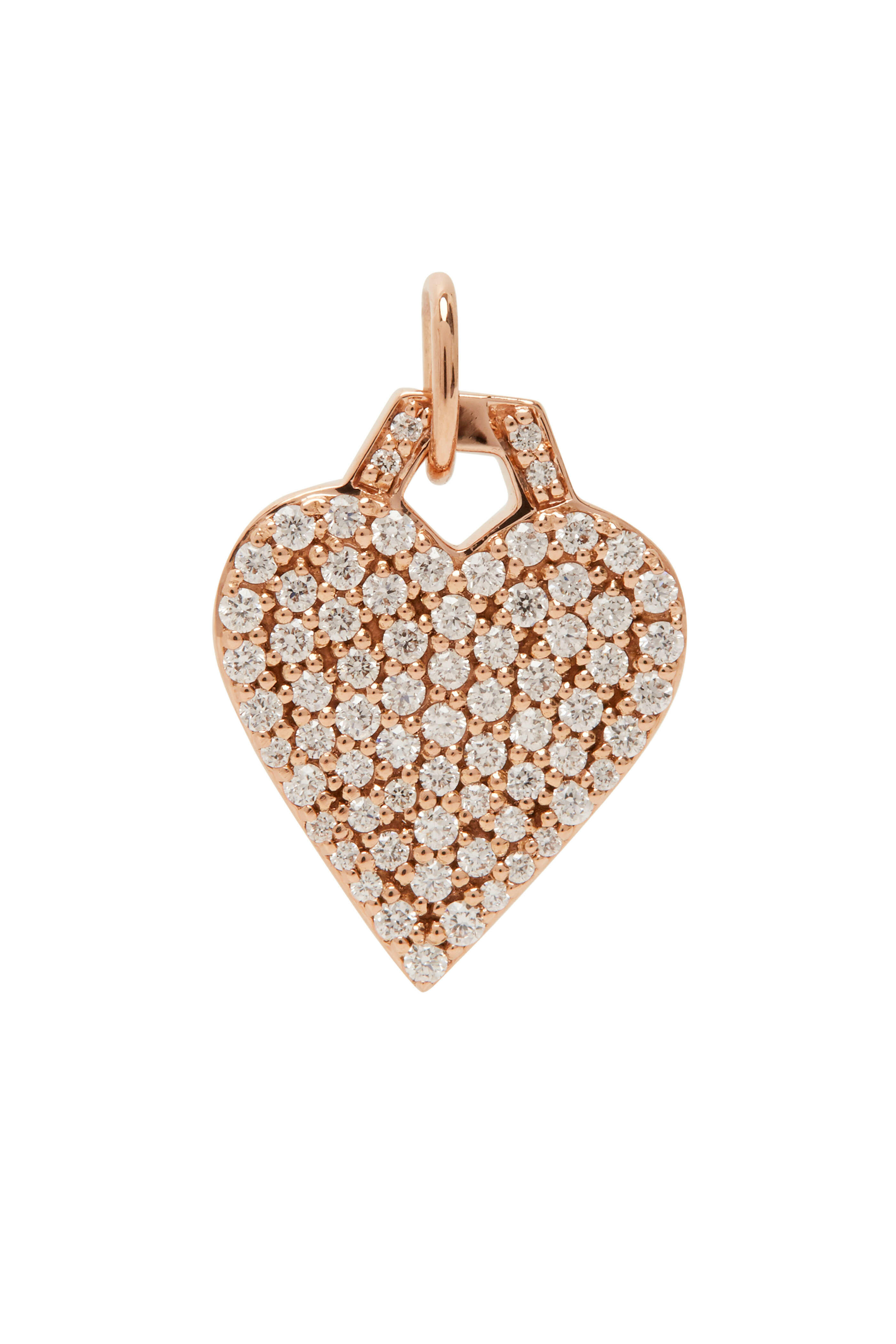 Diamond heart pendant in 18k rose gold, mini.