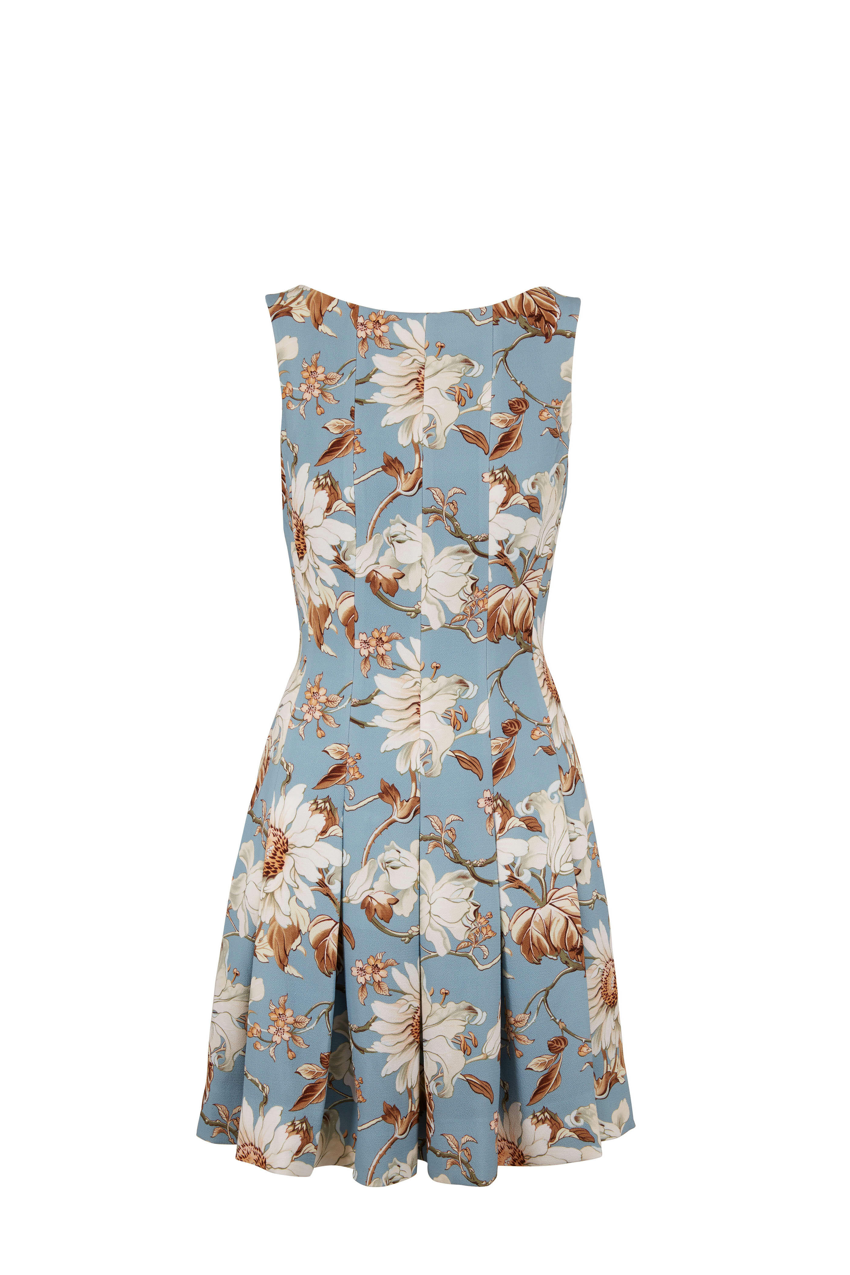 Oscar de la Renta - French Blue Floral Sleeveless Day Dress