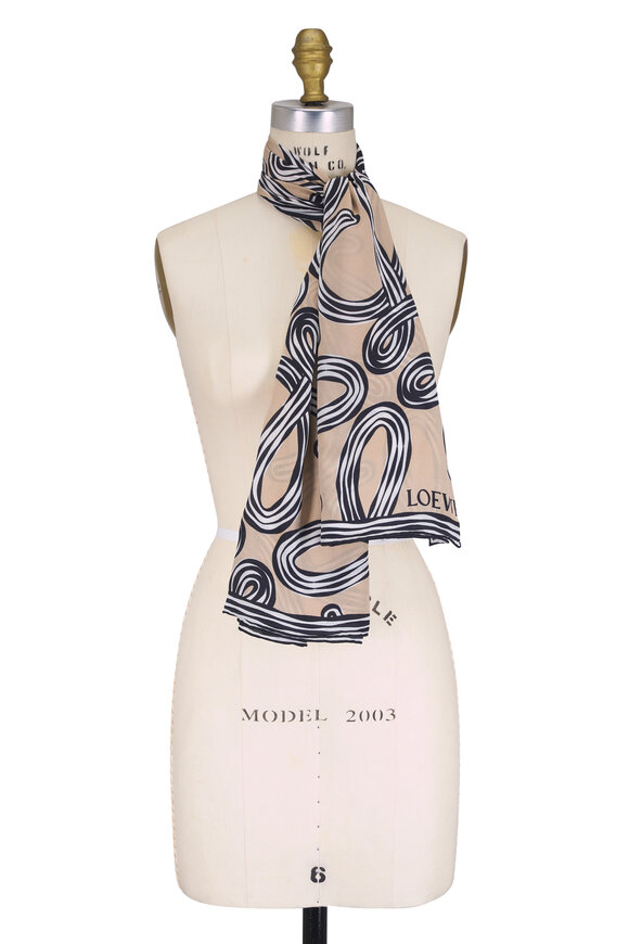 Loewe Beige & Black Anagram Silk Scarf - view 1