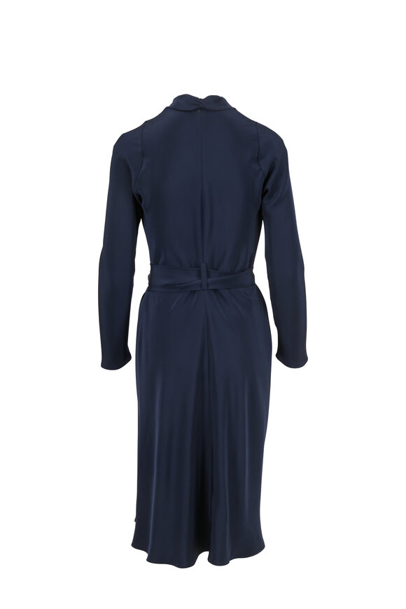 Peter Cohen - Navy Blue Silk Wrap Dress 